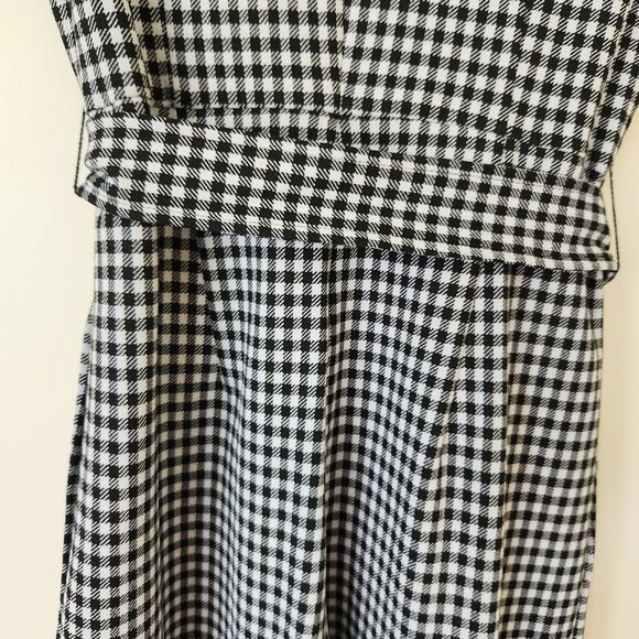 Calvin Klein Black & White Gingham Checkered Sleeveless Jumpsuit Fall Work - Picture 9 of 14